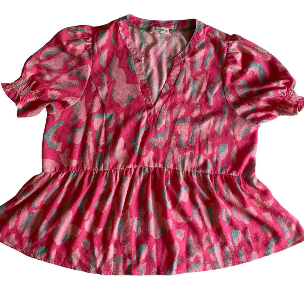 Umgee Pink Leopard  Plus Top 1X